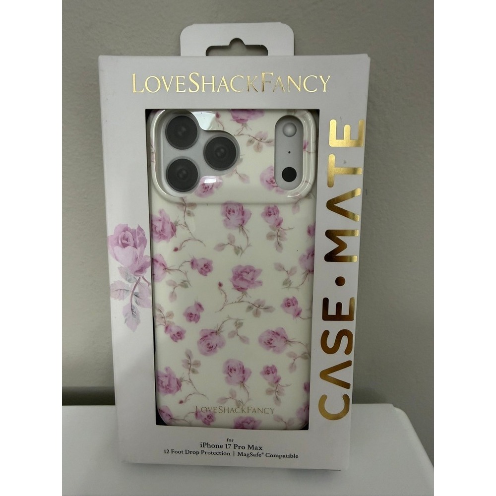 LoveShackFancy Case-Mate iPhone 17 Pro Max Pink Rose Cream MagSafe Case NWT